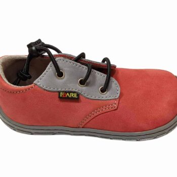 Fare Bare Barefoot Halbschuhe Leder 23-27 rot grau