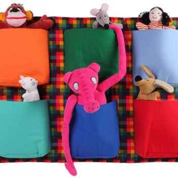 Kinderzimmer wandorganizer 6 Taschen kariert orange