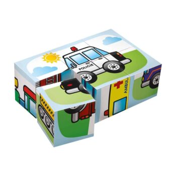 Dino Würfelpuzzle Fahrzeuge, 6-teilig