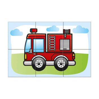 Dino Würfelpuzzle Fahrzeuge, 6-teilig