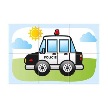 Dino Würfelpuzzle Fahrzeuge, 6-teilig