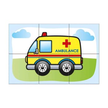 Dino Würfelpuzzle Fahrzeuge, 6-teilig