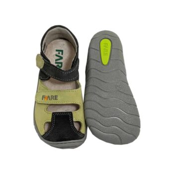 Fare Bare Leder Kindersandalen grün schwarz