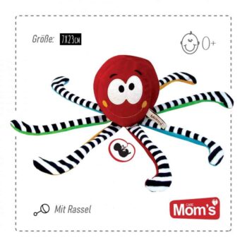 Mom´s Care Greifling Octopus mit Rassel_rot_5