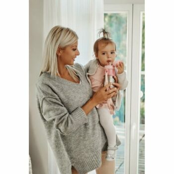 Canpol babies Thermo Edelstahl-Strohhalmbecher, 300 ml, rosa