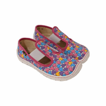 Fare Bare Kinderhausschuhe mit Gummizug, lila, Herzen