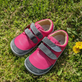Beda Leder Barfußschuhe Jane mit Klett, Low Cut, rosa