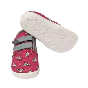 Beda Barfußschuhe mit Klett, Low Cut, Pferdchen, rosa