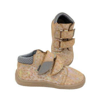 Beda Leder Barfußschuhe Bella mit Klett, gold, Membran
