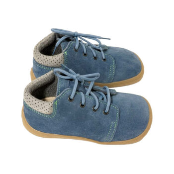 Beda Leder Barfußschuhe Mateo mit Schnürsenkel, blau, Membran