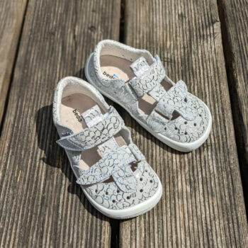 Beda Barefoot Kindersandalen Silver Shine, silber