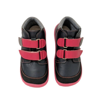 Beda Leder Barfußschuhe El mit Klett, rosa schwarz, Membran