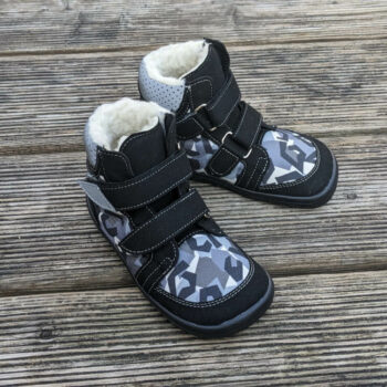 Beda Barefoot Winterschuhe Black Moon mit Klett, schwarzgrau, Membran